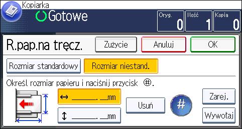 3. Kopia Kopiowanie na koperty W tym rozdziale opisano sposób kopiowania na koperty o standardowych i niestandardowych rozmiarach. Koperty powinny być podawane z tacy ręcznej.