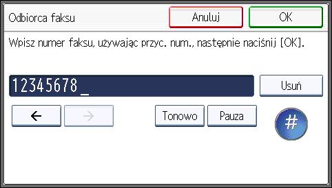 Podstawowe procedury nadawania (Nadawanie z pamięci) Można wyszukiwać według zarejestrowanej nazwy, kodu użytkownika, numeru faksu, nazwy folderu, adresu e-mail lub odbiorcy IP-Fax. 6.