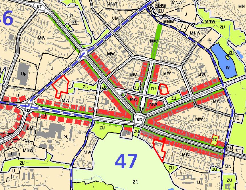 do istniejącej w bezpośrednim sąsiedztwie zabudowy. Odniesieniem dla wielkości dopuszczalnych zmian jest wartość wskaźnika zabudowy podana w tabeli strukturalnych jednostek urbanistycznych; 19.