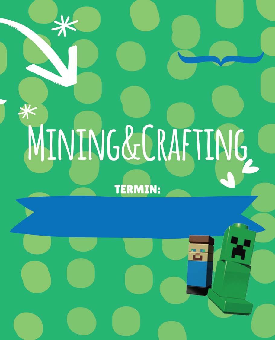 25-29 czerwca 5-10 lat MINING & CRAFTING [nowość] Minecraft to kultowa gra polegająca na budowaniu świata za pomocą szcześcianów. Dzieci wcielą się w rolę architektów świata 3D.