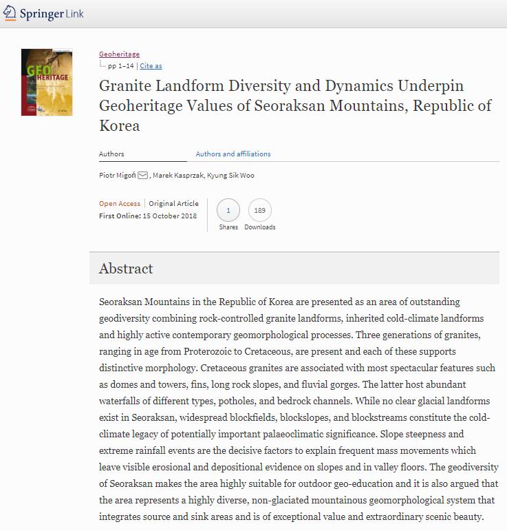 , Granite landform diversity underpins geoheritage values of