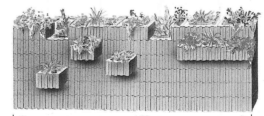 4,20 m 4,20 m Szerokość : 40 cm 6,7 szt/m 2 Szerokość : 60 cm 10 szt/m 2 Zazielenienie górnych donic,lub wypuszczonych na zewnątrz balkonów.