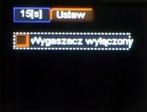 W tym celu należy zaznaczyć przycisk ustaw i zatwierdzić klawiszem enter. Wtedy pojawia się nowy ekran, na którym można wybrać parametry wygaszania ekranu.