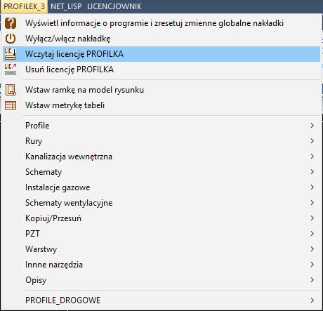 1.3. Wgranie płatnej licencji Profilka Program PROFILEK po pobraniu ze strony www działa przez 30 dni z pełnymi możliwościami. Po upływie 30 dni aktywne zostają tylko niektó re polecenia.