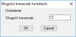 - Rysuje prostopadłe kreseczki na początku i koń cu łuku.