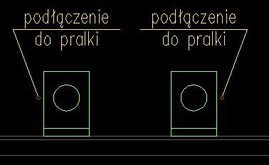 Po wywołaniu polecenia trzeba kliknąć punkt wstawienia pralki, na posadzce podłogi, oraz kierunek odejścia kanalizacji z pralki.