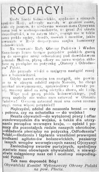 Dowódcą sukcesywnie wzmacnianego przedmościa płockiego został 23-letni mjr Janusz Mościcki. Pod kierunkiem Francuza kpt. Alberta de Buré wokół Płocka zaczęto kopać okopy.