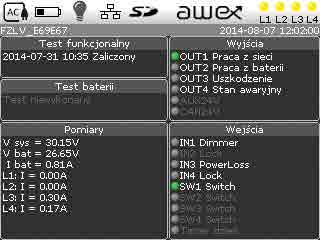 MODUŁ STERUJĄCY Moduł sterujący systemem posiada duży panel dotykowy umożliwiający zarówno odczyt bieżący stanów systemu, obwodów opraw, jak i poprzez interfejs użytkownika umożliwia wprowadzenie