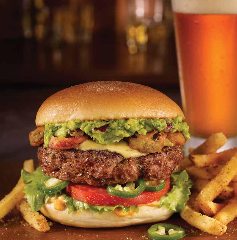 SPICY CRAFT BEER-CHEESE BURGER RĘCZNIE ROBIONE BURGERY HOLD ON TIGHT spróbuj nasz legendarny sos Fridays Signature glaze zrobiony na bazie Jack Daniel's Tennessee Whiskey FRIDAYS SIGNATURE BURGER 41