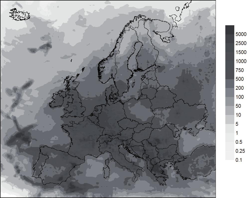 TABELA 1. Roczne emisje badanych zanieczyszczeń w latach 2008 2012 ze źródeł zlokalizowanych w domenie modelu dyspersji (rys. 1, http://www.ceip.