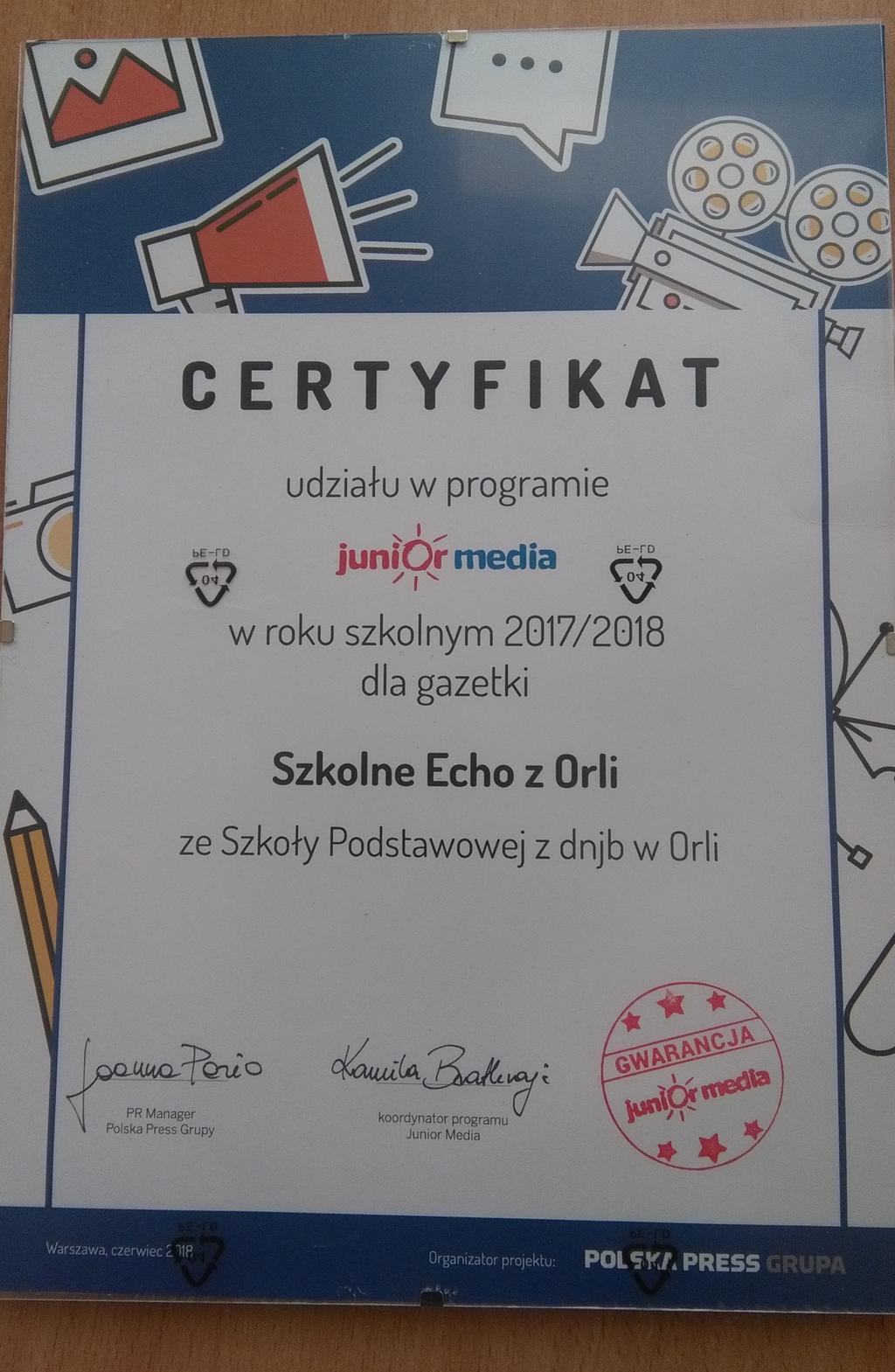 to kampania mająca na celu propagowanie idei wolontariatu oraz bezinteresownej pomocy W bieżącym roku szkolnym wydaliśmy 7 numerów gazety, ósmy