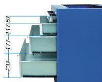 Wysokości szuflad: [wys. x szer. x dług.