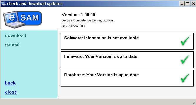Instrukcja aktualizacji PDA Odczekać do momentu gdy Software, Firmware i Database będą oznaczone