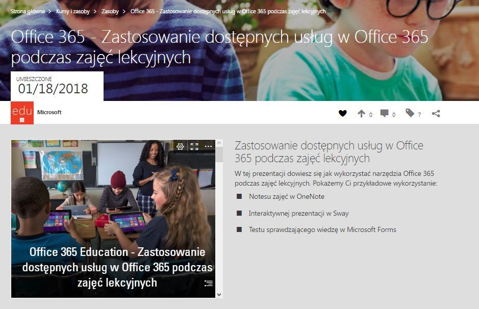 Opis W tej prezentacji dowiesz się jak wykorzystać narzędzia Office 365 podczas zajęć