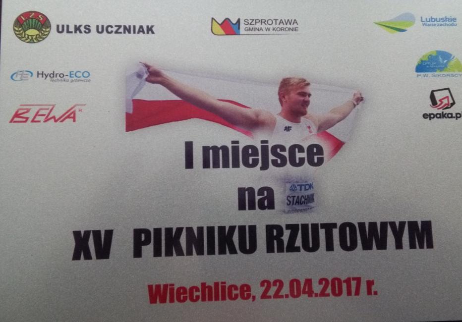 Piknik rzutowy Wiechlice, 22.04.2017r. Kula 3kg młodziczki 1 Tomczyk Wiktoria 02 MKS Bolesłavia 10.18 2 Dudkiewicz Alicja 02 MLKS Agros Żary 10.14 3 Szeliga Sandra 02 Osa Zgorzelec 9.