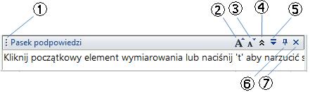 Lekcja Lekcja 3: 3: Polecenia Polecenia Manipulowanie paskiem podpowiedzi Pasek podpowiedzi jest domyślnie położony bezpośrednio pod głównym oknem programu, ale można go przenieść i zmienić jego