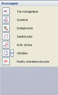 Używanie przycisków grupy pionowego paska poleceń w procesie W niektórych przypadkach przycisk grupy na pionowym oknie dokowanym lub poziomym pasku poleceń oznacza kroki opcji w procesie