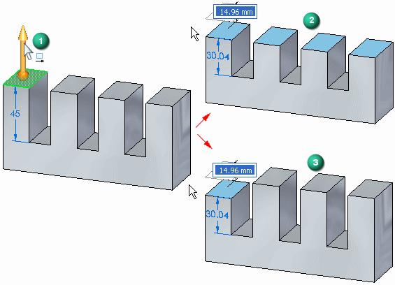 Lekcja Lekcja 5: 5: Tworzenie Tworzenie i edytowanie i edytowanie modelu modelu części części W tym przykładzie, gdy w Regułach została wybrana opcja Współpłaszczyznowo, odznaczone lica