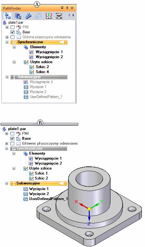 PathFinder Narzędzie PathFinder umożliwia wyświetlanie elementów w inny sposób niż w głównym oknie programu i pozwala na zmianę sposobu tworzenia części.
