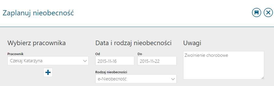 Prawidłowo uzupełnione pole Uwagi pozwoli osobie pracującej w bazie danych systemu ERP, na zmianę nieobecności na właściwą np. po dostarczeniu zwolnienia lekarskiego.