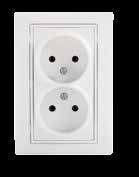 Gniazdo zasilające podwójne z uziemieniem, francuskie, kompletne, ochrona styków / Doulbe Socket Outlet - French Double Type - Childproof 24738 01-1260-102 Biały/White Śrubowy/Screw 10 24797