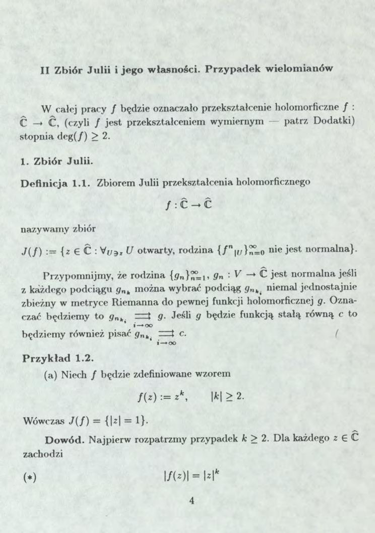 II Zbiór Julii i jego własności.