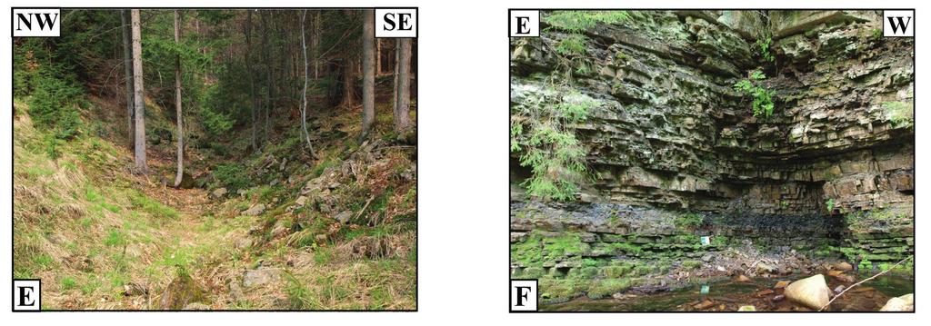 40 Structurally, the abrupt changes of the strikes of the uppermost escarpments into NW-SE charted are related to the presence of the joint set T, and they are likely to be a result of dextral,