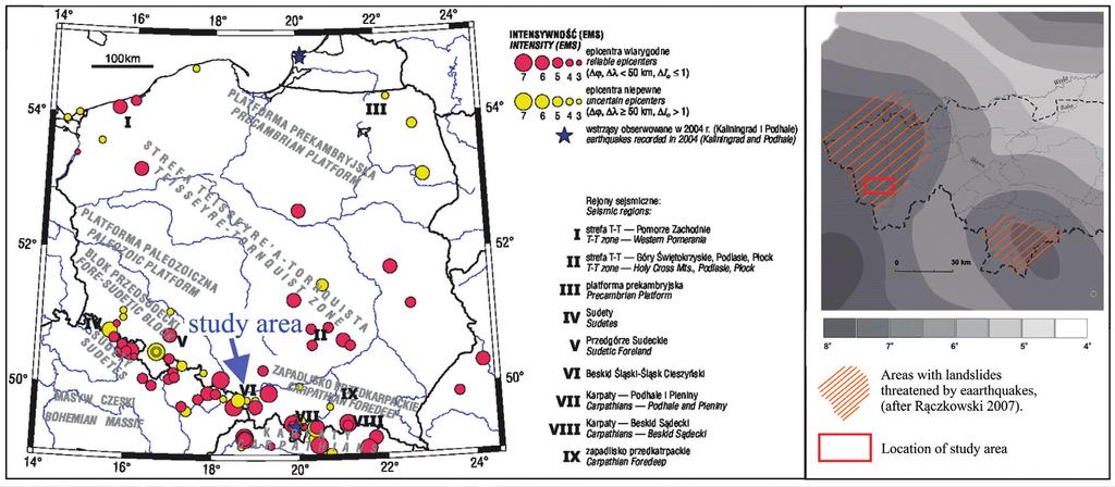 Structural control on the initiation and development of the Biała Wisełka Landslide Complex... 43 magnitudes higher than 4.3 ± 0.4 in the Wisła area (Pagaczewski 1972).