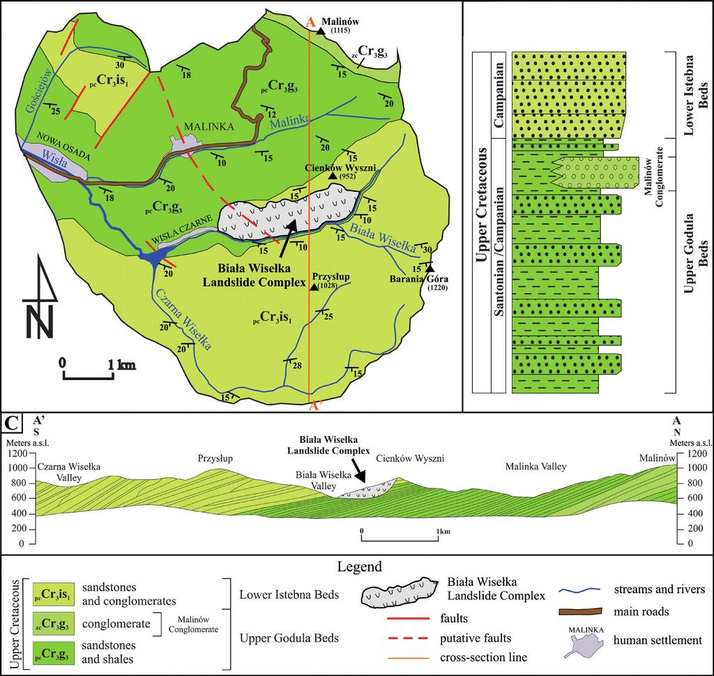 33 Structural control on the initiation and development of the Biała Wisełka Landslide Complex... The Biała Wisełka Landslide Complex (BWLC) stretches along the southern slope of the Cieńków promontory.