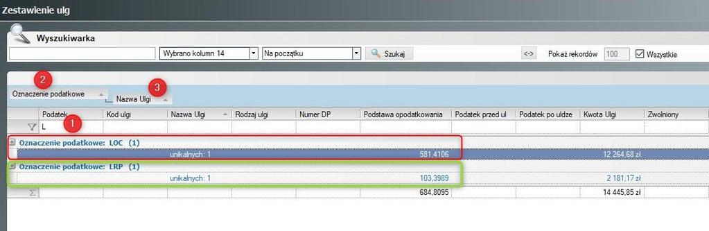 7. W tym celu przechodzimy do gałęzi Wymiar -> rok 2018 -> Zestawienie ulg 8. W polu Stan na wybieramy datę 2018-06-30 9. Zaznaczamy opcję Wszystkie 10. Klikamy Szukaj 11.