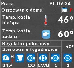 1 Opis ikon, strona: 10 3. PANEL BUFORA 1 3 2 4 5 6 7 1. Faza pracy kotła 2. Tryb pracy kotła 3. Aktualna godzina 4.