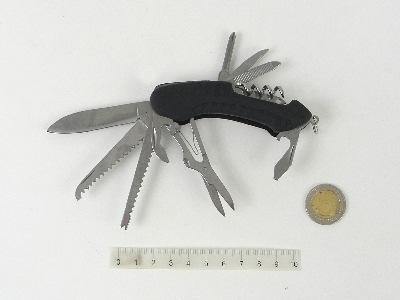 12/240 Scyzoryk 11 funk., metalowa rękojeść; wym.9x2x2 dł.o.6 cm Scyzoryk czarny 11 funk.