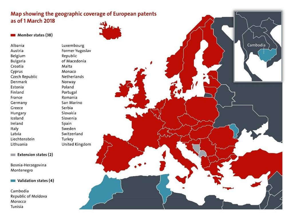 Patent europejski Zakres terytorialny: Źródło: https://www.