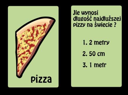 POPRAWNA ODPOWIEDŹ MUSI BYĆ ZAZNACZONA INNYM KOLOREM. Takich kart należy wykonać 20 sztuk. Informacje o Księdze Guinnessa znajdziesz w Internecie lub w bibliotece.