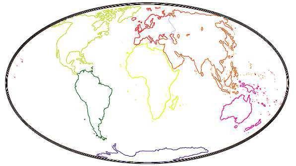 ZADANIE 11 Pokoloruj poszczególne obszary kontynentów odpowiednimi kolorami.