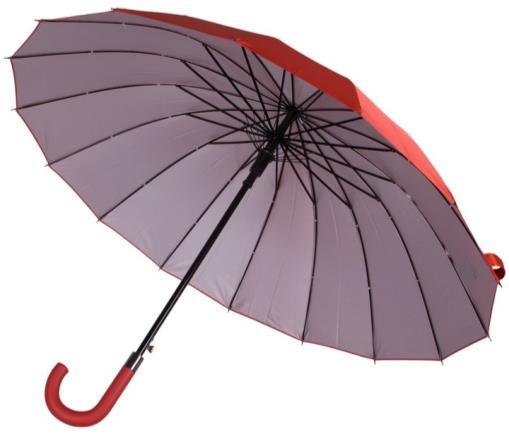54. Parasol manualny - 16 paneli Elegancki parasol manualny, 16-panelowy, zakończony drewnianą zakrzywioną rączką.
