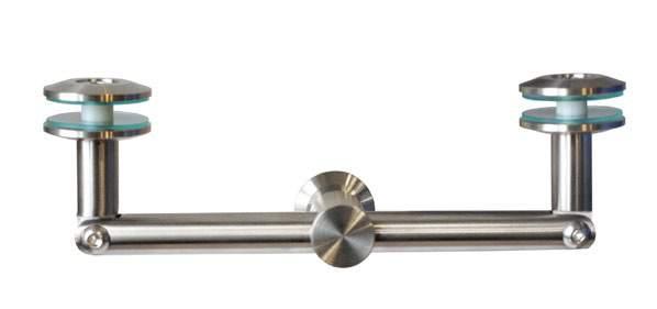 MERANO MD25 Mocowanie dolne podwójne Bottom double fixing MD25 materiał: stal nierdzewna SUS 304 grubość szkła (mm): 10-21,52 max.
