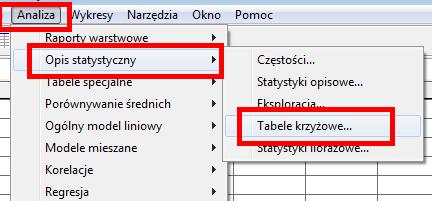 W klasycznej statystyce do wery kacji hipotez o niezale zności stosuje si¾e test