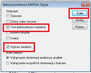 W oknie Opcje wybieramy interesujace ¾ nas wskaźniki Jako