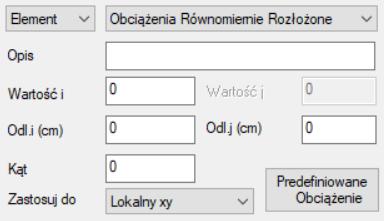 Właściwości obciążenia: Wybierz Typ elementu oraz Typ