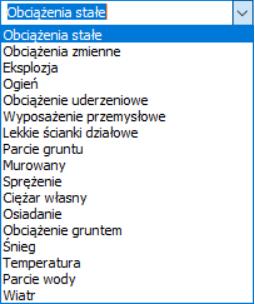 . Naciśnij Ok aby zapisać i zamknąć okno. Aby uwzględnić ciężar własny konstrukcji w danym przypadku obciążenia, zaznacz Ciężar własny.