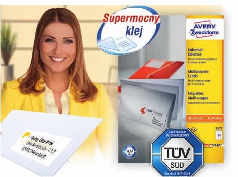 etykiety uniwersalne Trwale etykiety uniwersalne Avery Zweckform etykiety samoprzylepne do wszechstronnych zastosowan idealne do adresowania kopert i przesylek pocztowych, oznaczania dokumentów,