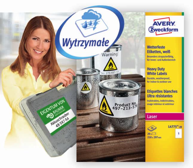 etykiety uniwersalne, specjalistyczne Trwale etykiety uniwersalne ECONOMY EUROPE00 by Avery Zweckform etykiety samoprzylepne do wszechstronnych zastosowan: do adresowania korespondencji, oznaczania