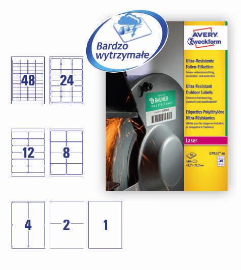 etykiety specjalistyczne Etykiety znamionowe Avery Zweckform (srebrne) etykiety samoprzylepne wykonane ze srebrnego poliestru idealne do eleganckiego i estetycznego oznaczania