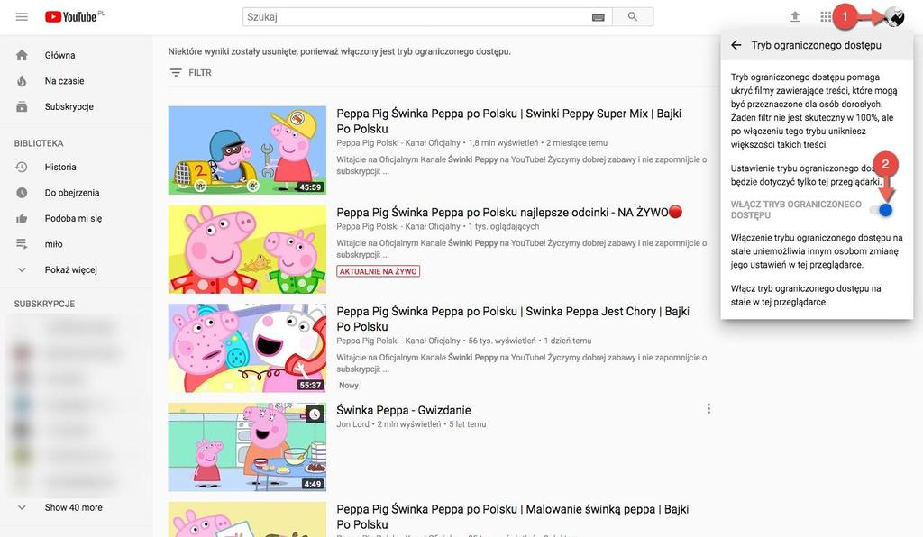 > YouTube, opcja ograniczonego dostępu Kultura w sieci