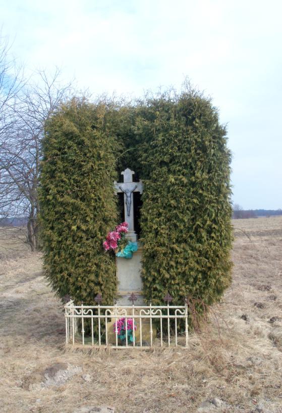 pokora pedzioł, ze krziza je skoda, bo na tym cmytołrzu byli pochowani bogaci Niemcy i sołtys z Łanki, pan Barowski ugodoł się z właścicielkom pola, na ftorym tera je krziz, zgodzili się postawić