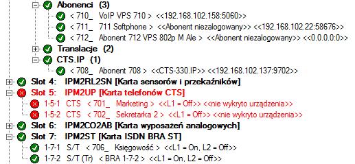 Zadanie 26. Na podstawie wydruku z programu konfiguracyjnego centrali można odczytać, że centrala ma wyłączone lub uszkodzone Zadanie 27. 2 linie abonenckie. 3 linie abonenckie. 4 linie abonenckie.