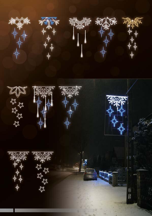 DEKORACJE ELEWACYJNO-LATARNIOWE Z METEORKAMI ILUMINACJE ŚWIETLNE POL-1258 220x120 cm LED60W POL-1259 220x120 cm LED60W POL-1220 220x120 cm LED60W POL-1221 220x120 cm