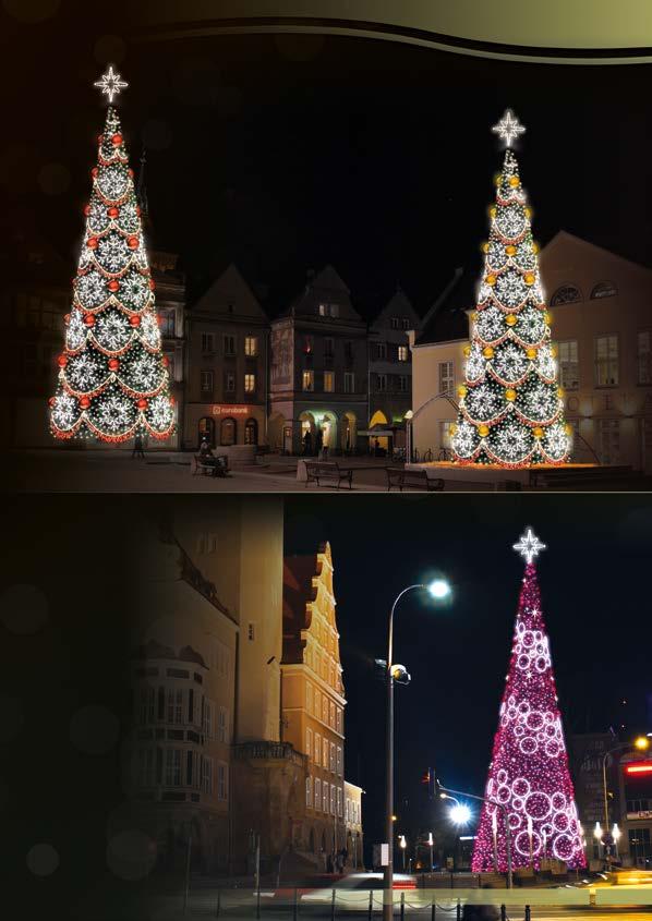 CHOINKI Z DEKORACJĄ STOŻKI GIGANTY STD52 girlanda świerk zielony czubek wzór POL617 lampki LED białe ciepłe, białe FLASH, czerwone wąż LED biały ciepły, biały zimny ozdoby PCV bombki czerwone Stożek