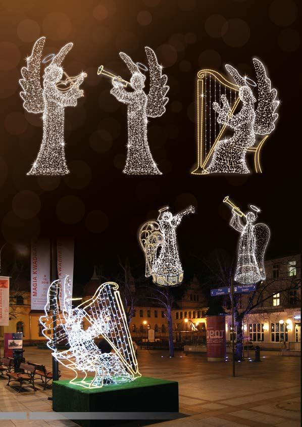 DEKORACJE 3D ANIOŁY ILUMINACJE ŚWIETLNE POL-0911 250x200 cm LED380W POL-1937 250x100 cm LED120W POL-0967 250x120 cm 350x135 cm 500x150 cm LED120W LED180W LED250W Figury 3D ze względu na swoje